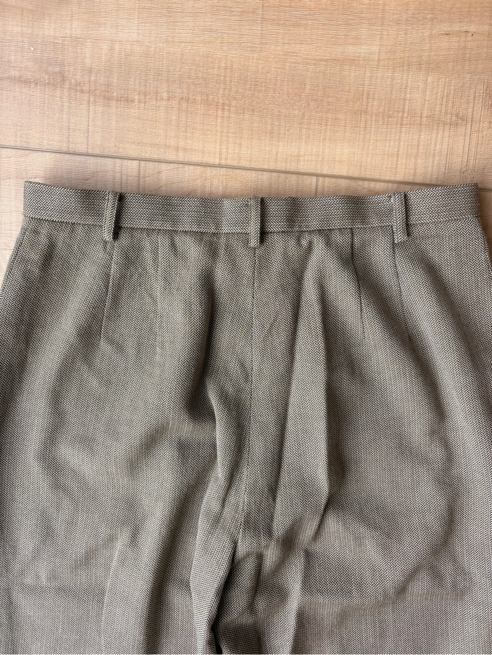 Women's Vintage Carlisle 100% Wool Golden Tan/Brown Herringbone Pants. Size 10 - Picture 11 of 14
